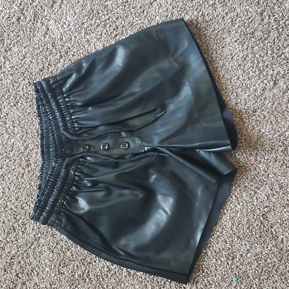 TAGOO Womens Faux Leather High Waisted Shorts